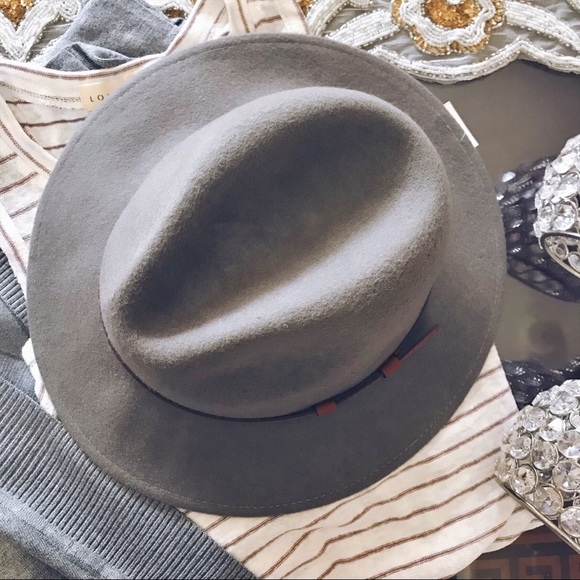 NEW! 100% Wool Felt Panama Hat, Wide Brim Gray - Picture 4 of 5